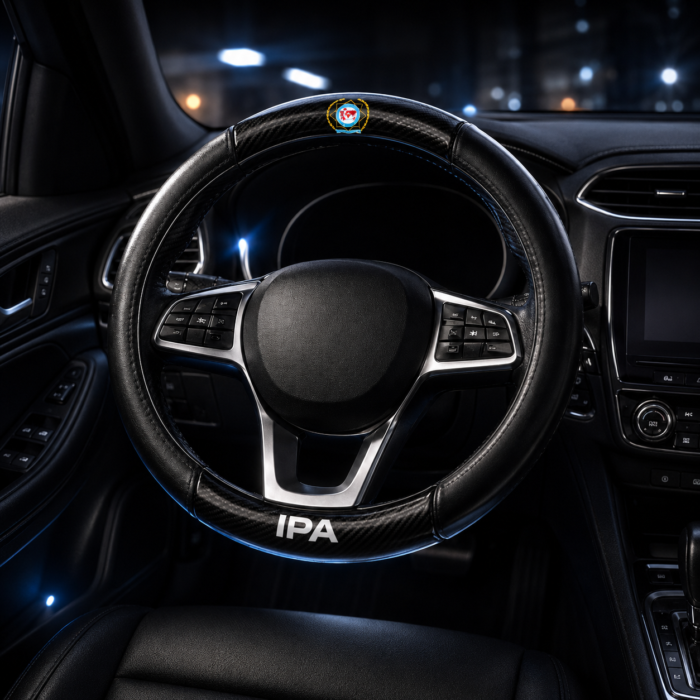 REVINE IN STOC PE 22 AUGUST / Husă Volan Premium IPA – Piele Ecologică NAPA Si Insertie Fibra De Carbon