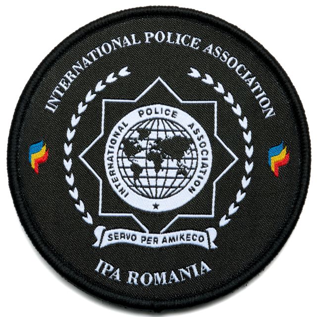 Emblemă Textilă IPA Premium cu Scai (Velcro) – 8.5 cm. Neagra