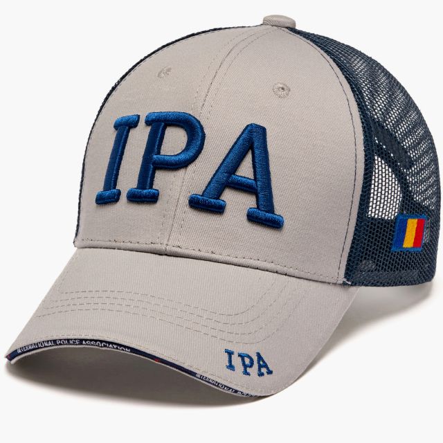 Șapcă IPA Gri Silver. Initiale Broderie 3D Royal Blue - IPA. Calitate Premium. Mărime Reglabilă 56 cm