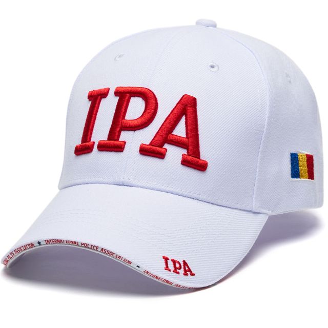 Șapcă IPA White/Red. Broderie 3D Premium. Mărime Reglabilă 56